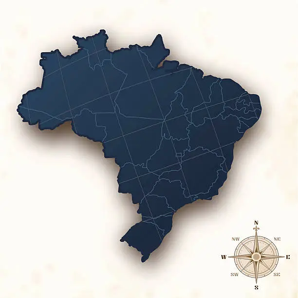 Vector illustration of Brazil map old style