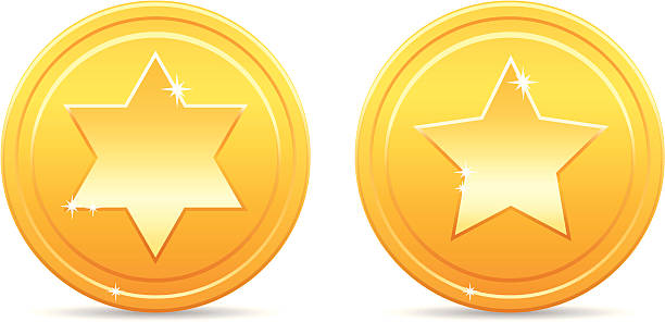 Shiny golden star coins vector art illustration
