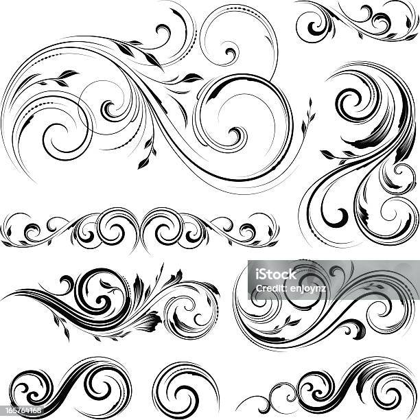 화려한 Swirls 소용돌이-모양에 대한 스톡 벡터 아트 및 기타 이미지 - 소용돌이-모양, 0명, 검은색