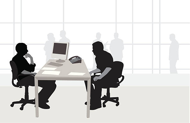 ilustraciones, imágenes clip art, dibujos animados e iconos de stock de officeinterview - focus on shadow black business digitally generated image