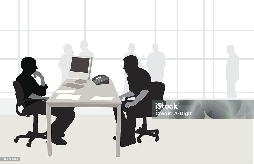 Office Interview Vector Silhouette A-Digit In Silhouette stock vector