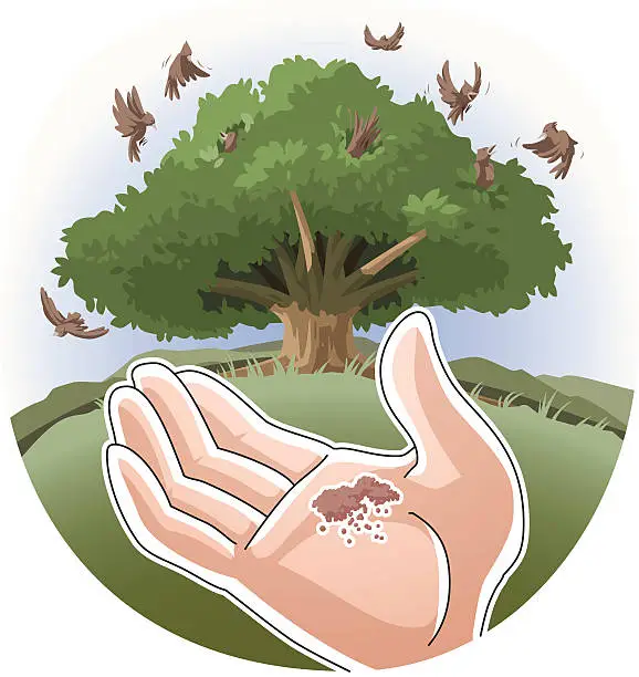 Vector illustration of Parable of the Mustard Seed