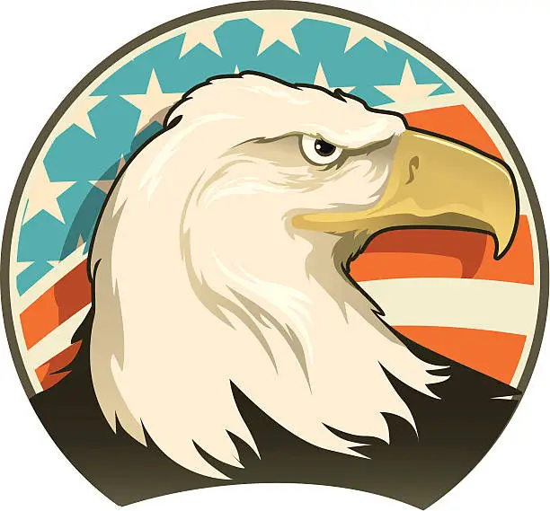 Vector illustration of American eagle on a USA flag background illustration