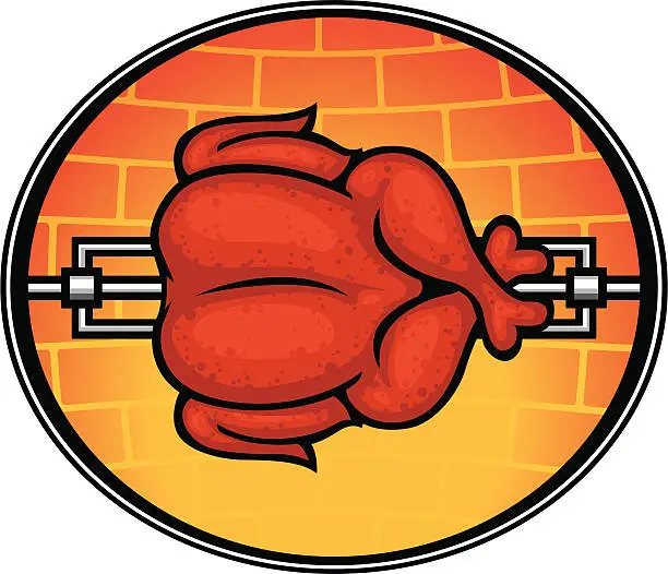 Vector illustration of rotisserie chicken