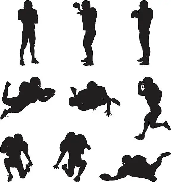 Vector illustration of American football players in action