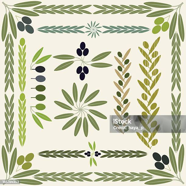 Olive Fruit And Branch Collection Stock Illustration - Download Image Now - Olive Branch, Olive - Fruit, Olive Tree