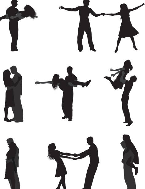 счастливая пара - love computer graphic dancing people stock illustrations