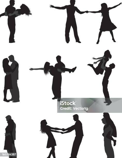 Happy Couple Stock Illustration - Download Image Now - Couple - Relationship, In Silhouette, Dancing