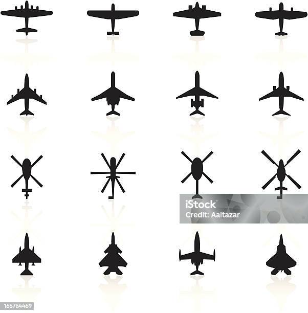 Black Symbols Airplanes Amp Helicopters Stock Illustration - Download Image Now - Helicopter, Icon Symbol, Airplane