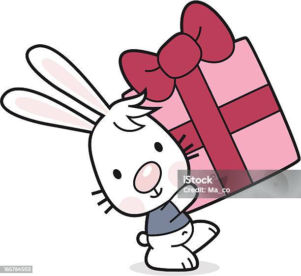Bunny Und Geschenk Happy Birthday Comic Stock Vektor Art und mehr Bilder von Kaninchen - Kaninchen, Häschen, Rose