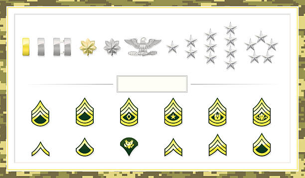 Army Class Insignias Army Insignias that define status. File is organized into layers and download includes EPS, JPG, PDF formats. general military rank stock illustrations