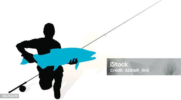 Pescatore Con Silhouette Leggere - Immagini vettoriali stock e altre immagini di Arnese da pesca - Arnese da pesca, Canna da pesca, Clip art