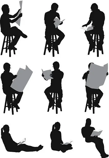 Vector illustration of Casual people reading