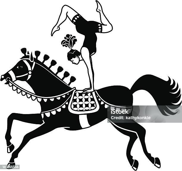 Acrobat Riding A Circus Horse Stock Illustration - Download Image Now - Circus, Teenage Girls, Horse