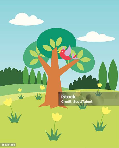 Vogel Auf Einem Baum Stock Vektor Art und mehr Bilder von Ast - Pflanzenbestandteil - Ast - Pflanzenbestandteil, Baum, Blatt - Pflanzenbestandteile