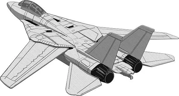 Vector illustration of F16 fighter jet plane illustration