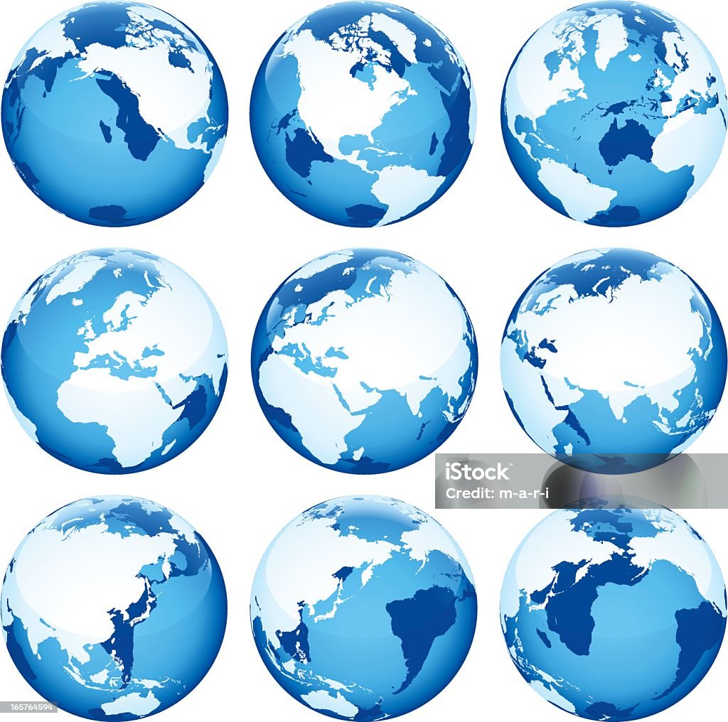 Globo azul transparente conjunto - Royalty-free Globo terrestre arte vetorial