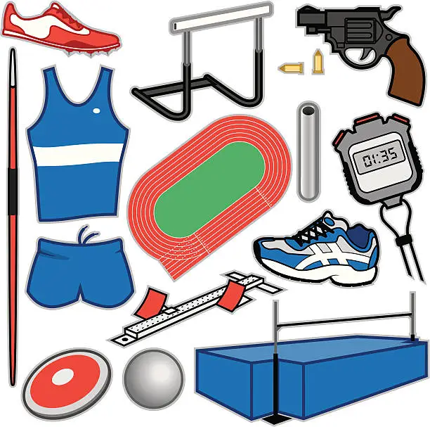 Vector illustration of Track & Field Items