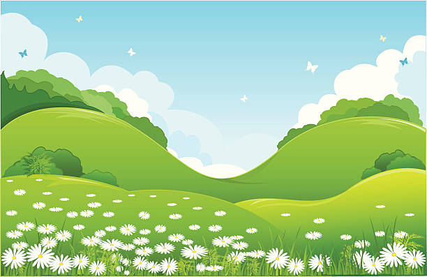 nature vector file of nature hill cartoons stock illustrations