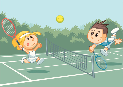 Children playing tennis