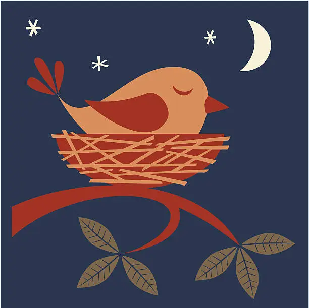 Vector illustration of Sleeping bird