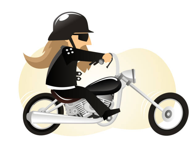 Biker Riding Motorcycle Stock Illustration - Download Image Now - Biker,  Cartoon, Motorcycle - iStock
