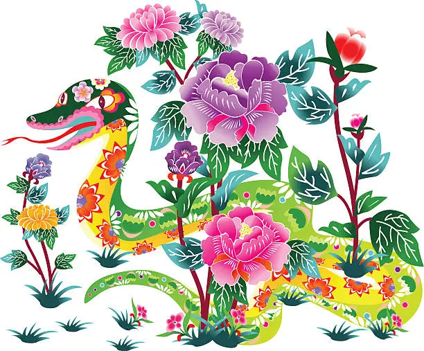 Vector illustration of Flower Snake