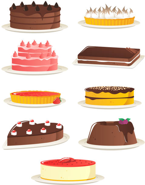 illustrations, cliparts, dessins animés et icônes de des desserts - baking food sweet food cake