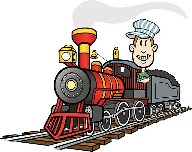 말풍선이 있는 열차 - road going steam engine stock illustrations