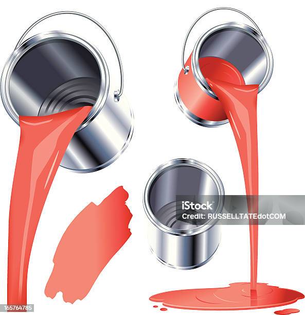 주둥이 빨강색 페인트 따르기에 대한 스톡 벡터 아트 및 기타 이미지 - 따르기, 페인트, 양동이