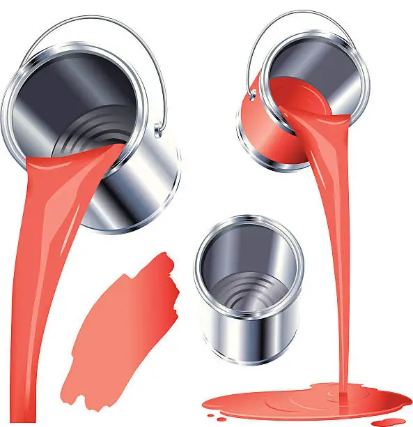 Vector illustration of Pouring red paint