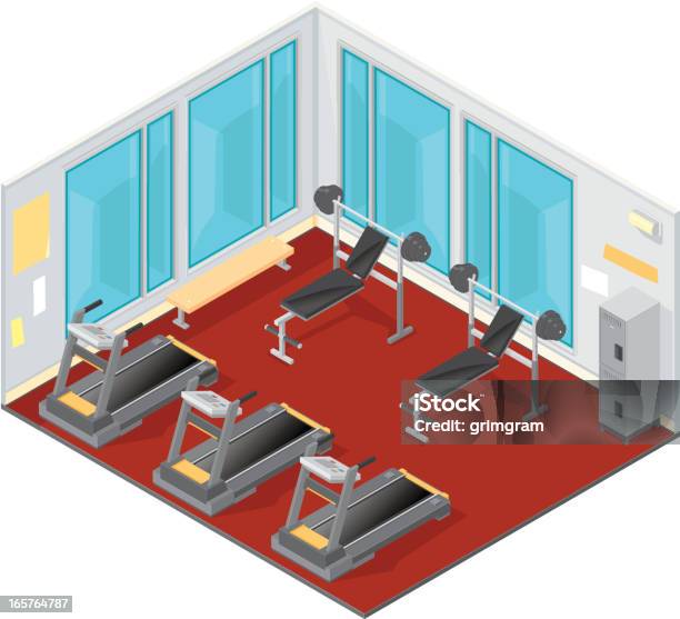 Isometric Siłownię - Stockowe grafiki wektorowe i więcej obrazów Sala gimnastyczna - Miejsce rekreacji - Sala gimnastyczna - Miejsce rekreacji, Siłownia - Miejsce rekreacji, Rzut izometryczny