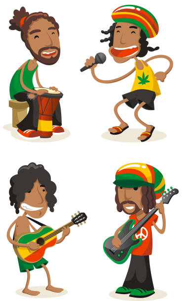 illustrations, cliparts, dessins animés et icônes de reggae groupe de musique - ethnic music