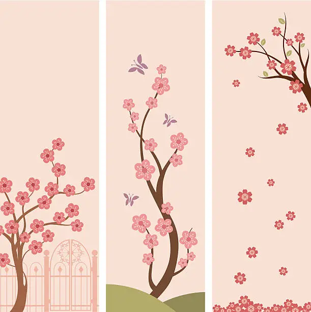 Vector illustration of Blossom Banners