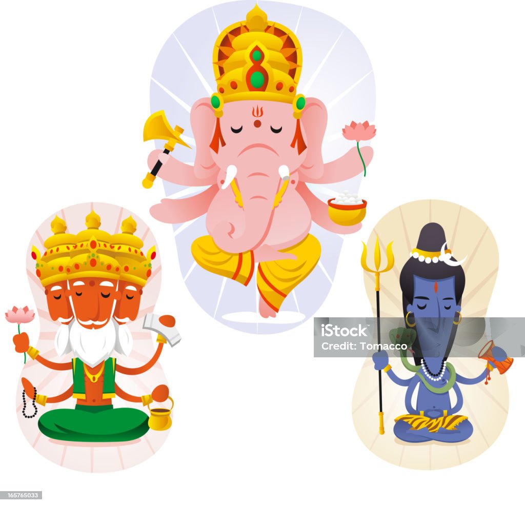 Deus Hindu conjunto 1 - Royalty-free Ganesa arte vetorial