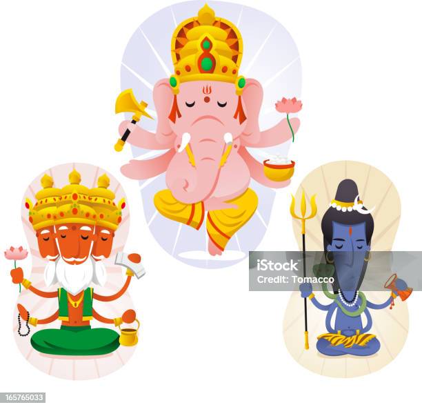 Deus Hindu Conjunto 1 - Arte vetorial de stock e mais imagens de Ganesa - Ganesa, Deus, Ilustração