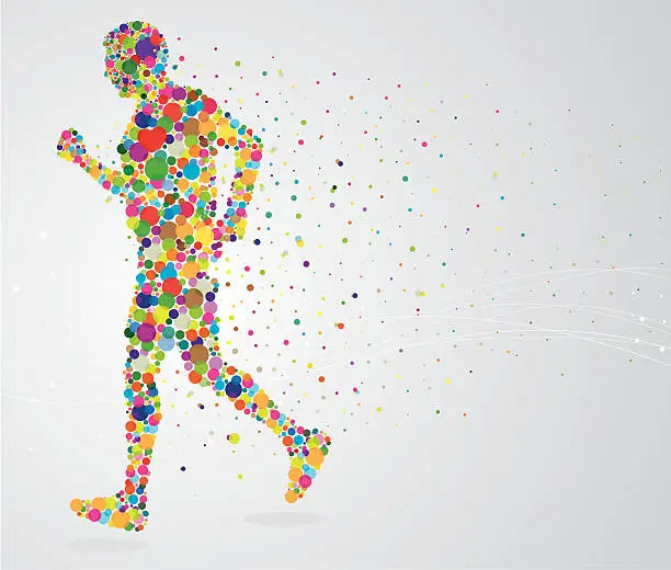 Vector illustration of Jogging pixel man