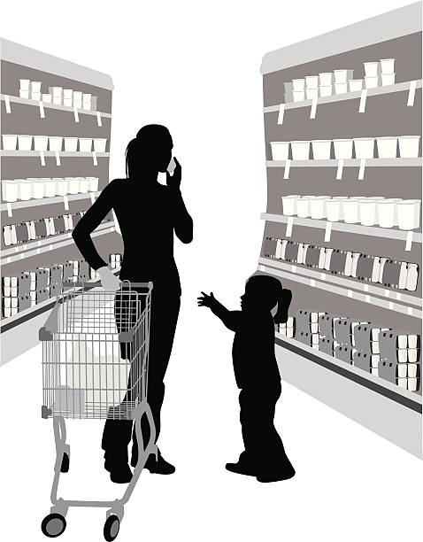 Momma Vector Silhouette A-Digit supermarket aisles vector stock illustrations