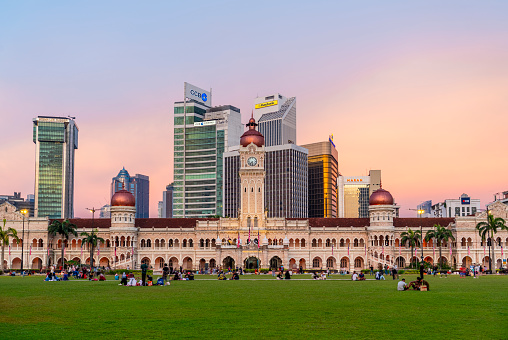 Independence Square at sunset in Kuala Lumpur, Malaysia