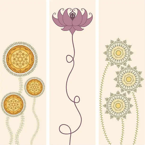Vector illustration of Vector illustration of three flower banners