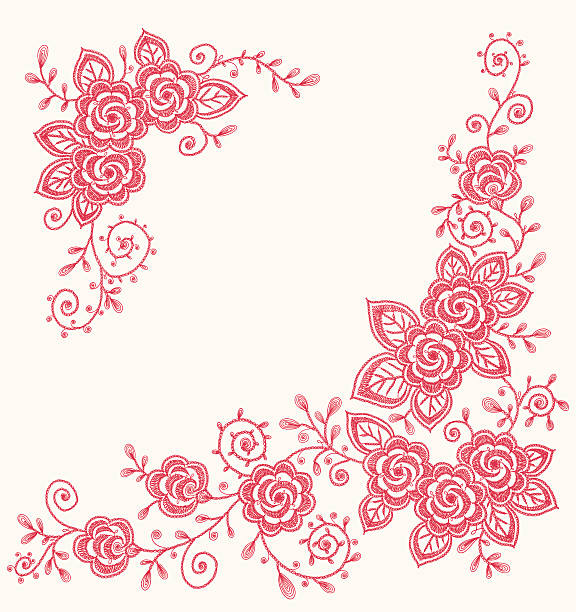 ilustrações de stock, clip art, desenhos animados e ícones de rosas clip art cantos. - lace frame