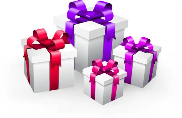 Vector illustration of Gift boxes on white