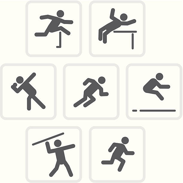 Heptathlon | Raw Collection A set of Heptathlon Event Icons. The Heptathlon consists of the following event - in order from top left to bottom right: heptathlon stock illustrations