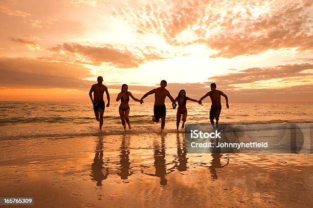 Photo libre de droit de Multi Ethnique Amis Samusant À La Plage banque d'images et plus d'images libres de droit de Bikini - Bikini, Courir, Plage