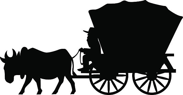 covered wagon silhouette of a covered wagon covered wagon stock illustrations