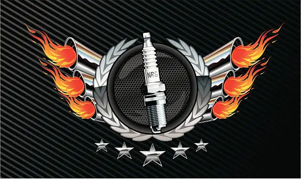 Vector illustration of Spark plug racing emblem -Vector illustration