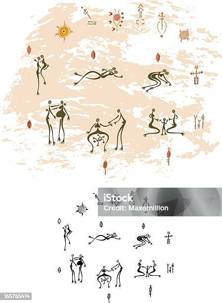 Prähistorische Felszeichnung Oder Höhlenmalerei Menschliche Beziehungen Stock Vektor Art und mehr Bilder von Höhlenmalerei