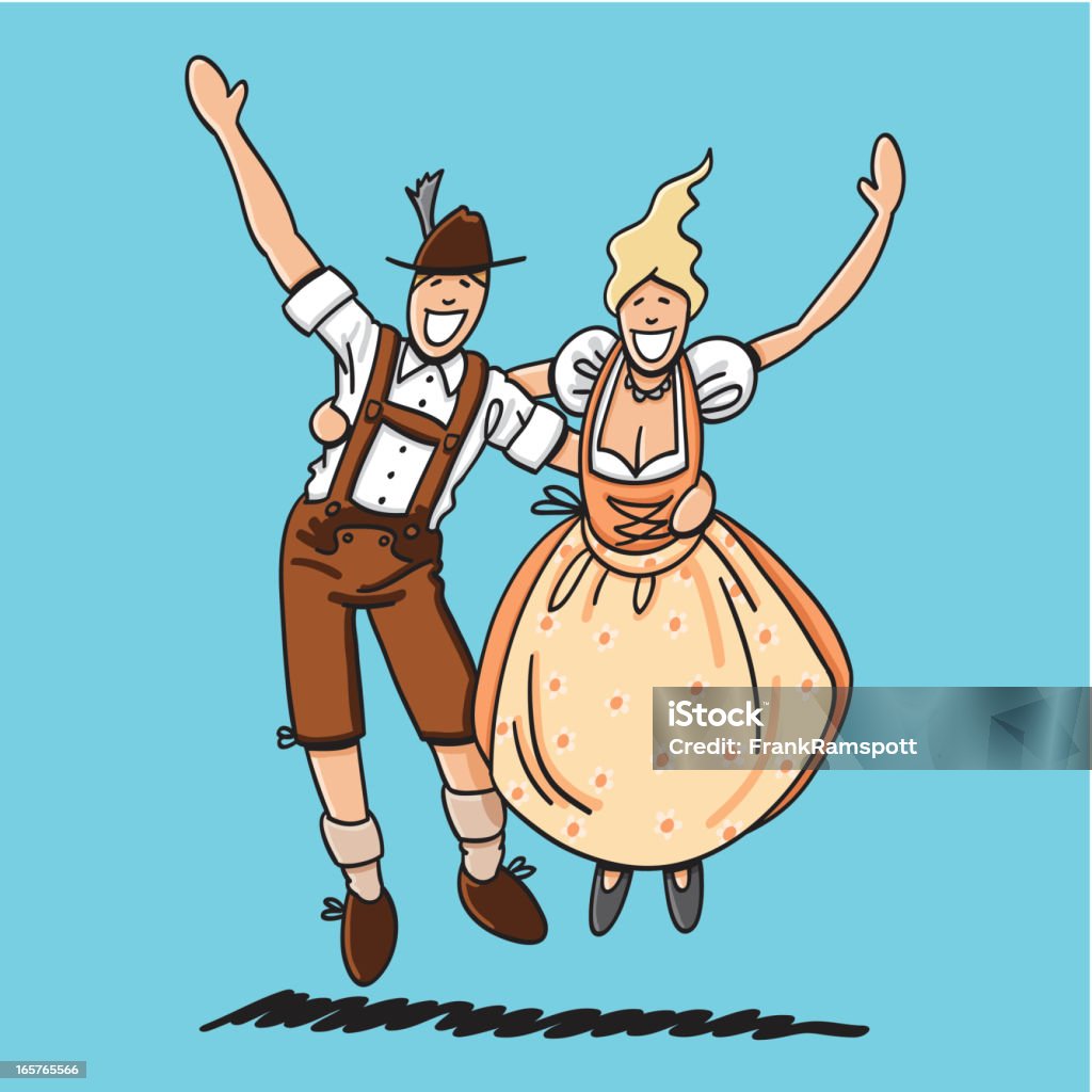 Skoki Oktoberfest miłośników - Grafika wektorowa royalty-free (Lederhosen)