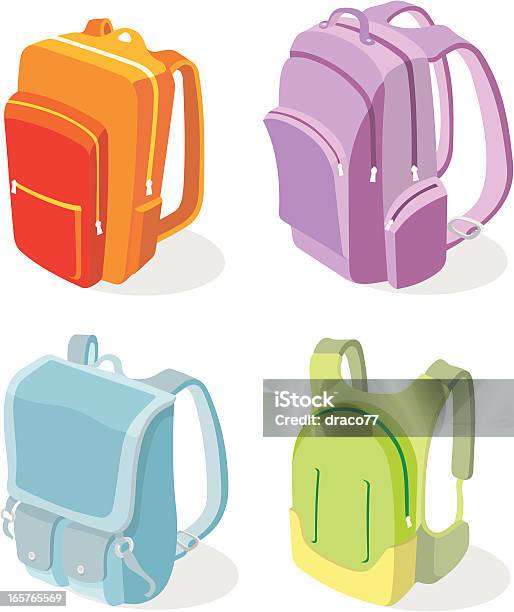 Backpack Set Stock Illustration - Download Image Now - Backpack, Three Dimensional, Bag