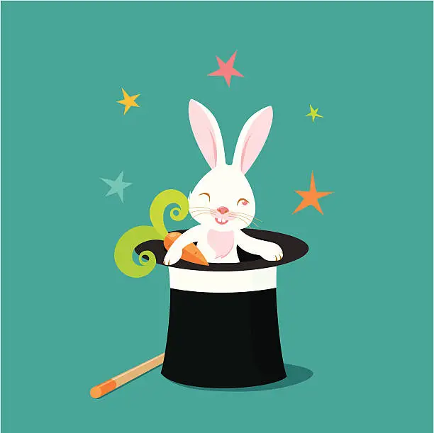 Vector illustration of Hocus-pocus rabbit